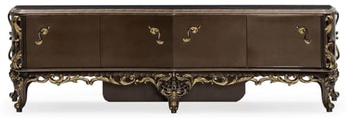 Casa Padrino Luxus Barock TV Schrank Braun/Gold - Prunkvolles Massivholz Sideboard mit 4 Türen - Wohnzimmer Möbel im Barockstil - Barock Möbel - Edel & Prunkvoll