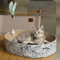 Graffiti 2in1 Oval Cat Scratcher Bed & Lounge with Scratching Toy & Bowl - XL Corrugated Cardboard Cat Scratch Pad & Furniture Protector