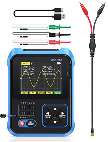 Tragbares 3-in-1 Handheld Digital Oszilloskop Tester für Elektronische Komponenten Signalgenerator 500 KHz Bandbreite 10 MSa/s Abtastrate (Standard)