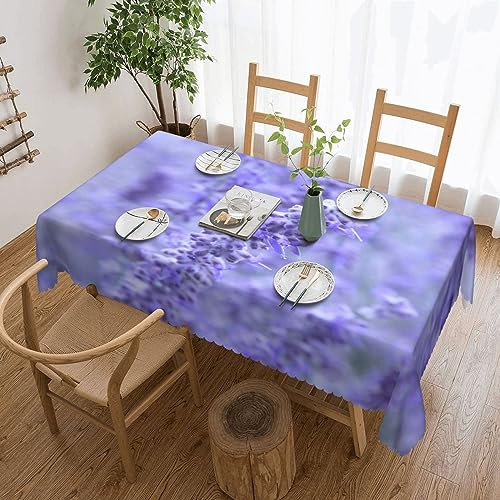 Tischdecke mit violettem Lavendel-Motiv, flecken- und knitterfrei, waschbar, rechteckig, für Küche, Esszimmer, Party, Heimdekoration, 180 x 140 cm