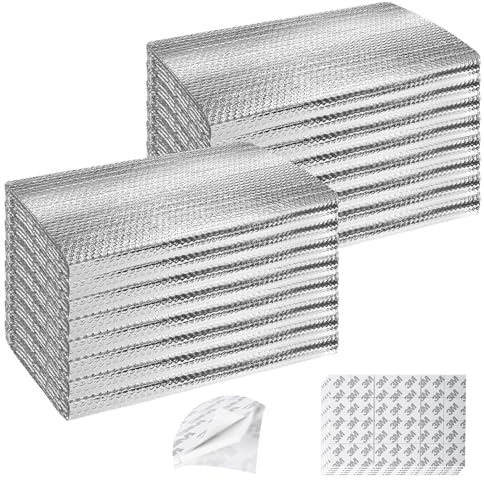 Kit di isolamento termico per porte del garage, pannelli isolanti termici per finestre a doppia bolla, 6 mm, 61 x 121,9 cm, foglio di alluminio riflettente estivo/inverno, con 120 nastri adesivi, per