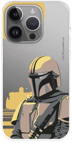 Hülle Kompatibel mit iPhone 15 Pro Max - Offizieller Star Wars Soldier Controller zum Schutz Ihres Mobiltelefons - Transparente flexible Silikonhülle mit offizieller Lizenz von The Mandalorian