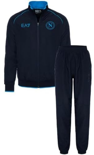 SSC Napoli Tuta Leggera Bambino Blu, EA7, Prodotto Ufficiale, Logo SSCN, Estiva, tasche laterali, chiusura zip, 6 anni