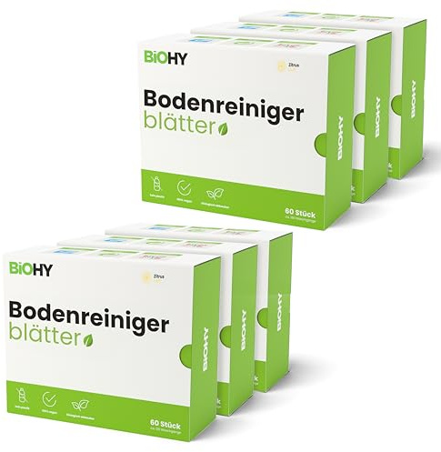 BiOHY Floor Cleaner Sheets (Set of 6) | Sustainable Cleaning Sheets for All Types of Floors | 100% Biodegradable | Water-Soluble & Suitable for Wood, Laminate, Tiles, PVC (Boden Blätter)