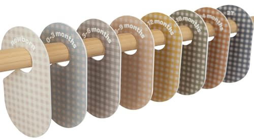 3 Sprouts Baby Wardrobe Dividers Set of 8 - Hanger Closet Divider, Clothes Organiser - Nursery Organization for Baby Clothing by Size or Age from Infant to Toddler Boy & Girl - Gingham