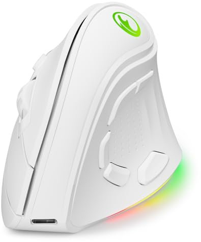 IFYOO 2.4G and BT 5.1 Dual Mode RGB Rechargeable Wireless Vertical Ergonomic Mouse, 5 Side Buttons, Max 8400 DPI, for PC Computer Notebook Laptop, for Windows 11 10, Mac iPad OS, Android