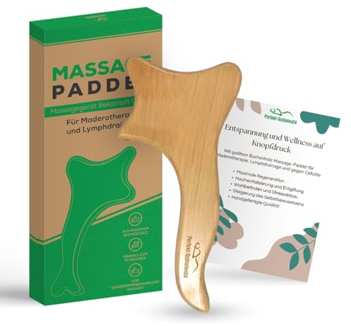 Perfekt-Schlafen24® - Premium Maderotherapie & Lymphdrainage Set: Massagegerät aus Geöltem Buchenholz für Effektive Cellulite-Bekämpfung, inkl.deutscher Anleitung (Extra breit)