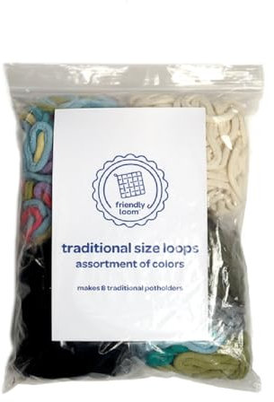 friendly loom | Mixed Pack - 7” Traditional-Sized Potholder Weaving Loops | Craft 8 Cotton Potholders