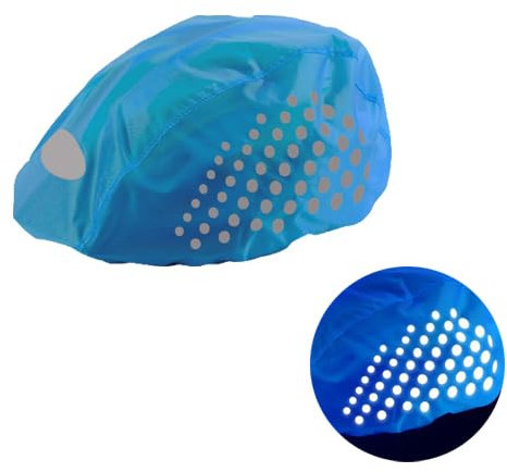 Regenschutz für Fahrradhelm, Wasserdichter Winddichter Helmüberzug mit Reflektierenden Streifen, Atmungsaktiver Helm Cover, Universal Regenüberzug für Alle Helme Outdoor-Aktivitäten Unisex (Blau)
