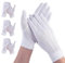 4 Paar Weiße Handschuhe,Baumwollhandschuhe Weiß mit Druckknöpfen,Stoffhandschuhe mit 3 Faden Design,Uniform Handschuhe weiß für Hochzeiten, Smokings, Festliche Uniformen (23.5 * 8.5cm)