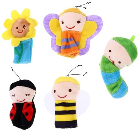 EYVRPAU 5 Fingerpuppen Baby Mitgebsel Kindergeburtstag Finger Plüschtier Set Jungen und Mädchen Geschenke für Weihnachten Oster und Kinderparty