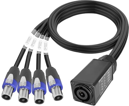 XMSJSIY Speakon Audio Schlange Kabel Speakon 8 Core zu 2 Core x 4 Kanal Lautsprecher Stecker Verlängerung Draht mit Twist Lock für NL8FC NL8FX NLT8X NL4FC NL4FX - 1M/3.28F (Buchse zu Stecker)
