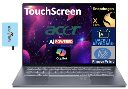 acer Swift 14 AI Copilot+ PC 14.5 Touchscreen 2.5K UHD 120Hz Display (Snapdragon X Elite X1E-78-100 12-core, 16GB DDR5, 1TB SSD, Qualcomm Adreno GPU, Backlit KB, FP, Win11Pro) w/DKZ USB Port Expander