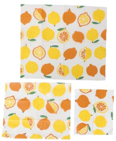 WATIIFUFU 3 Pièces papier de cire d'abeille beeswax alimentaires alimentaire en cire d'abeille réutilisables enveloppements biodégradables en tissu Yellow