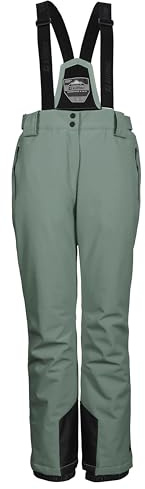 Killtec KSW 249 WMN Ski PNTS_ERIELLE Women's Ski Trousers with Removable Straps, Edge Protection and Snow Guard, Green-Grey, 50, 43428-000