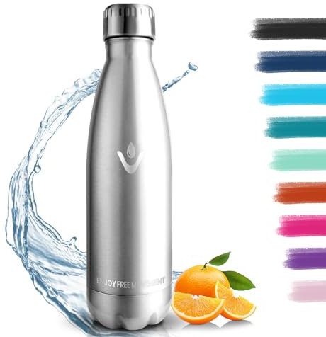 Botella Termica - 500ML - Botella agua Acero Inoxidable, Termo con pared Doble Aislamient, de Fugas, Botella Gimnasio, Cantimplora Termica para Niños, Deportiva - Conserva 12 Horas Caliente, 24 frio