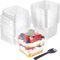 LATERN 50 Pièces Gobelets à Dessert en Plastique avec Couvercles, 240ml Coupes à Dessert Carrées Coupe Apéritif Parfait Clair Bol de Service Réutilisable avec Fourchettes pour Pudding Mousse Party