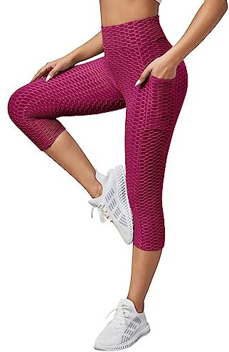 MJGkhiy Leggins Palestra Donna 3/4 Push Up Corti Pantaloncini Fitness Abbigliamento Pilates Pantaloni al Ginocchio Yoga Capri Pantaloni Tuta Offerta Corsa Elasticizzati Pinocchietto Sportivo Jogging