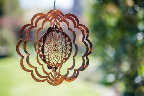Der-Porzellan-Laden Windspiel Mandala aus Edelrost, 27 x 27 cm, wetterfestes Metall, ideal als Gartendekoration zum Aufhängen, kunstvolles Design für draußen