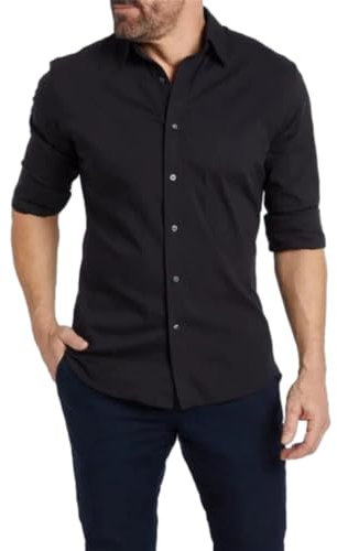 PANVER Longsleeve Tops Herren Urban Klassisch All-Match ModeShirt Täglicher Verschleiß Komfortabel LongsleeveShirt Leichte Trend Casual OutdoorShirt O-Black L