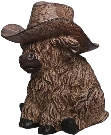 Hochland Kuh Deko - Tischdekoration Western Figur | Realistische Tier Skulptur Deko-Objekt, Miniaturfigur Für Schreibtisch, Wohnzimmer, Schlafzimmer & Regaldekoration