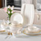 NNYCC 28 Piezas Vajilla Blanca Completas para 6 Personas con Borde Dorado, Juego de Vajillas Porcelana de Lujo con Platos,Tazones y Platillos,Blanca