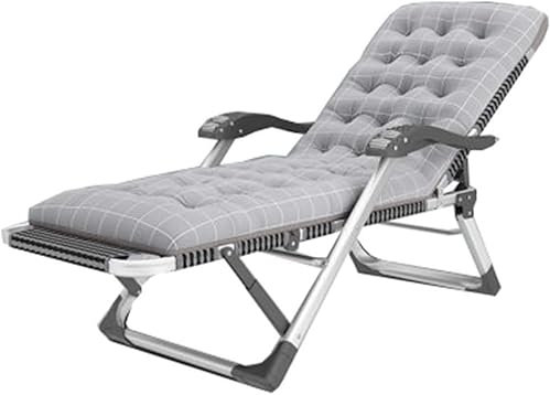 WDSOPK Gravity Chair XL Terrassen-Liegestühle, Gepolstert, Klappbar, Extra Breit, Chaiselongue Für Den Außenbereich（Grey-One Size）
