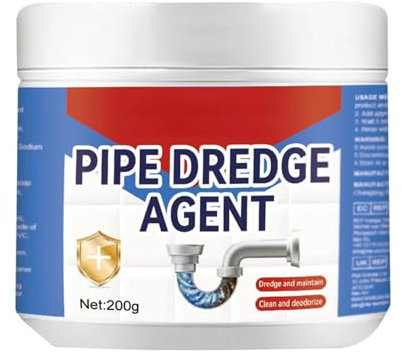 Powerful Pipe Dredge Agent, Leistungsstarker Waschbecken- und Abflussreiniger, Leistungsstarkes Rohrbaggermittel, Küche und Badezimmer Universelles Abwasserreinigungsmittel, Pulver 200g (200g, 1)