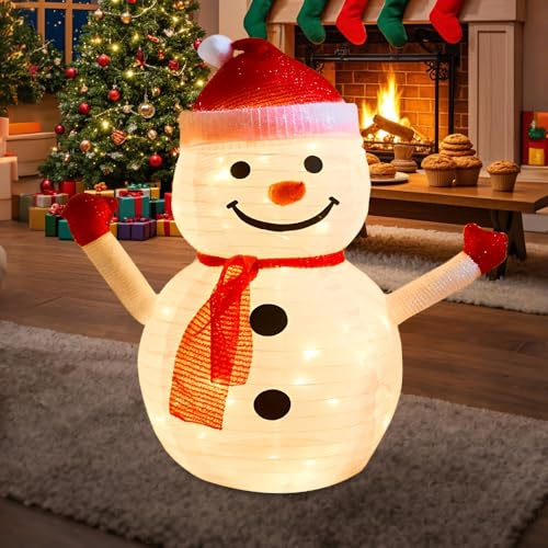 Schneemann Deko Außen, ADDLIVE Weihnachtsdeko Schneemann, Weihnachtsbeleuchtung Schneemann, LED Schneemann Figur, Weihnachtsbeleuchtung Außen Figuren, Weihnachtsfiguren Beleuchtet mit 40 Lichterketten