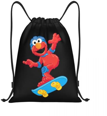 GTTDFASJ Kordelzug Turnbeutel Frauen Männer Tragbare Sport Gym Sackpack Elmo Skate Cartoon Training Lagerung Rucksäcke