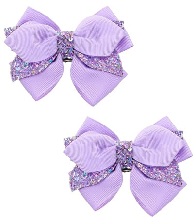Cuixia Hair Bows Girls Glitter Accessories Clips Cute Teens, Purple, 2 Pcs | Smooth Satin Fabric, Adorns Ponytail Hairstyles Beautifully, Suitable for Fashion Women, Ponytail Styling and School Outfits