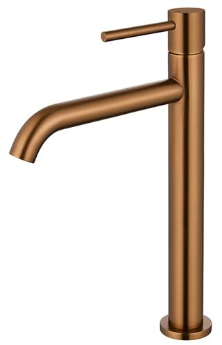 Edouard Rousseau - Mitigeur Lavabo Haut SCRIPY - Bec Élevé pour Vasque à poser - Aérateur Économie d’Eau - 3 Finitions Disponibles (Cuivre Titane)