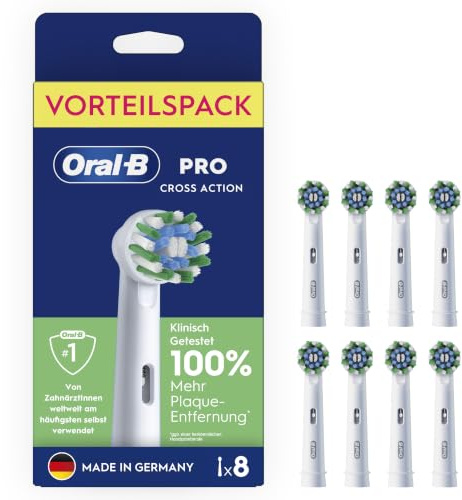 Oral-B Aufsteckbürsten Pro CrossAction 8er | Original Zahnbürstenaufsatz für Elektrische Zahnbürste, Gründliche Plaque-Entfernung Und Überlegene Zahnreinigung