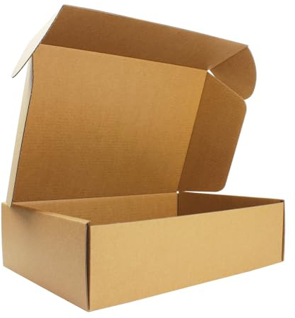 30 x 20 x 8 cm naturbraune Versandkartons mit Klappdeckel, 20er-Pack | Stabile Kraftpapier-E-Welle, innen und außen naturbraun, für Kosmetiksets, Geschenke und Aufbewahrung