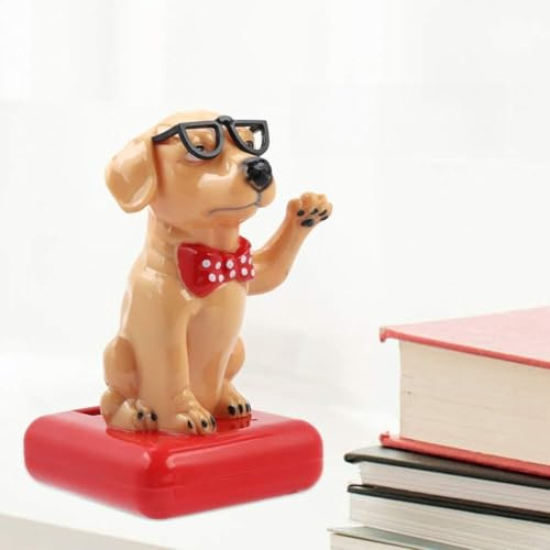 Tnfeeon Adorable Décoration de Voiture à énergie Solaire Agitant Un Chien, Figurine de Chien et Amusante avec Bras Oscillant, Décoration Mignonne pour la Maison et Le Bureau pour Les