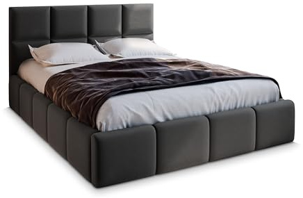 Masseno Polsterbett Como 200x200 cm, Doppelbett, Bettkasten, Stauraum, Lattenrost Und Kopfteil - Grau, SAWANA 05