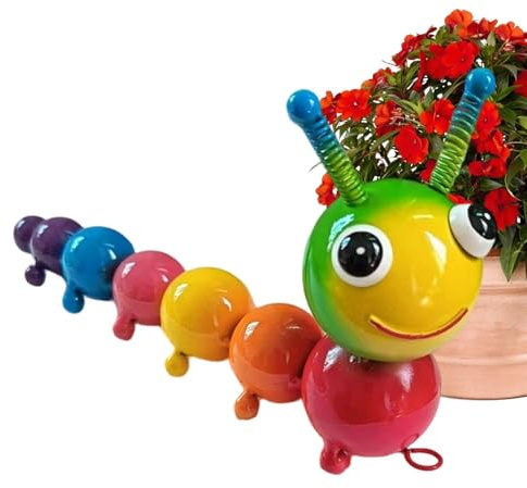 Zizhiou Gartendeko Figuren Metall Outdoor Kunst, Süsse Raupe Dekofigur Garten Für Terrasse, Farbige Metall Insekten Rasenornamente, Wetterfest Gartenfigur Geschenk Für Mama