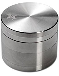 altrado Headshop Black Leaf Edelstahl - Mühle - Grinder 4 - teilig - Silber - Ø 38mm - H 33mm - für Kräuter, Tee - und Gewürze