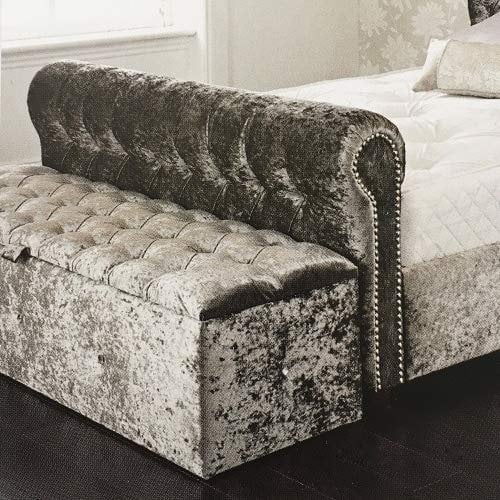 mm08enn beautiful diamontes ottoman,storage,toy box and seating stool in crushed velvet in crushed velvet fabric. (SMALL, ICE SILVER)