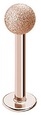 Treuheld® | 1,6mm x 8mm Piercing Labret | Kugeln 4mm | Chirurgenstahl 316L | Roségold Diamant Optik | Lippenpiercing Stecker | Helix Tragus Medusa