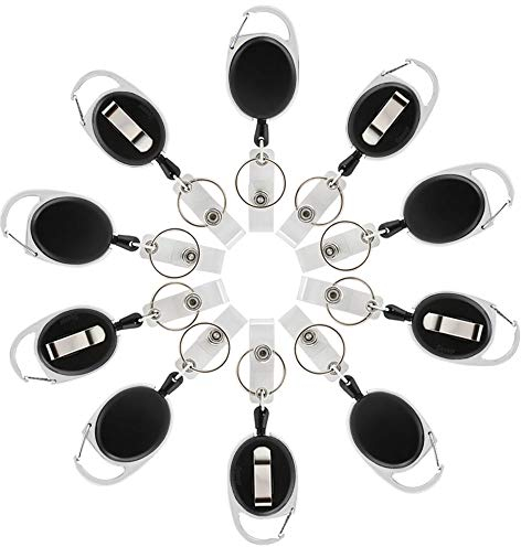 Kesote 10 Stück Ausweishalter Jojo mit Gürtelclip Schlaufenclip für Ausweishülle Kartenhülle Kartenhalter Schlüsselkarten, Schwarz