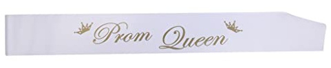Perfeclan Geburtstag Schärpe, Satin Schärpe Sash Party Zubehör, Deko Schärpe, Geburtstag Geschenk Schärpe für Frauen Mädchen Kinder Geburtstag Party Supplies, Weiß +Prom Queen
