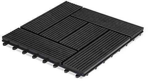 Deuba® WPC Fliesen 30x30 cm Stecksystem Zuschneidbar Drainagesystem Terrasse Balkon Garten Klickfliesen Mosaik Anthrazit