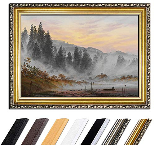 Bilderdepot24 Bild mit Rahmen - Caspar David Friedrich Der Morgen 50x40 cm - Gerahmtes Leinwandbild Alte Meister - Antiker Rahmen Gold Barock, Klassisch
