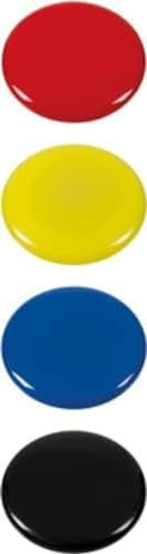 WESTCOTT Haftmagnete 4er Pack, 40 mm, rund, je 1x schwarz, rot, blau, gelb E-10826 00