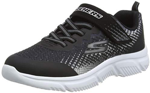Skechers Jungen Sneaker, Black Gray Textile Black Synthetic Silver, 28 EU