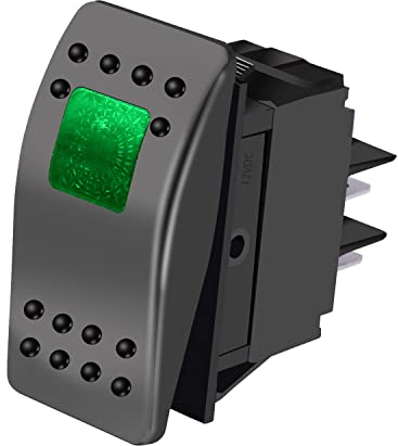 mxuteuk KFZ Auto Schalter 12V beleuchtet Kippschalter wasserdicht grüne LED Ein/Aus Wippschalter Boot Marine Druckschalter Schalter 4Polig mit Licht RK1-06-G