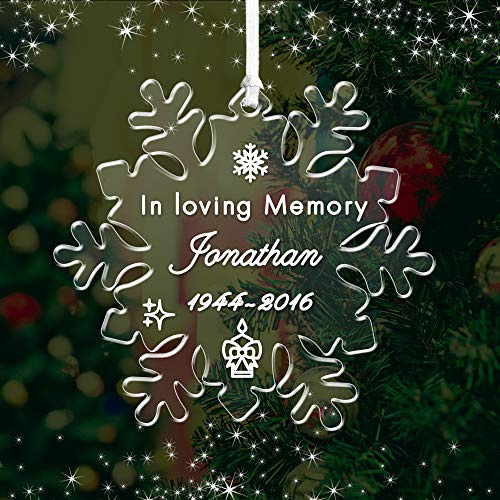 Personalised Christmas Baubles Memory Christmas Bauble 2026 Xmas in Heaven Xmas Tree Decorations Custom Keepsake Remember a Love One Acrylic Ornaments (Sonwflake)