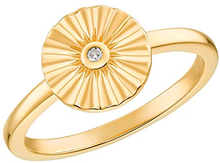 s.Oliver Ring 925 Sterling Silber Damen Ringe, mit Zirkonia synth., Gold, Münze, Kommt in Schmuck Geschenk Box, 2031435