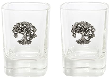 Gamekeepers Cottage gifts Tree of Life Pair of Shot Glasses Crystal Cut Tot Party Gift 515
